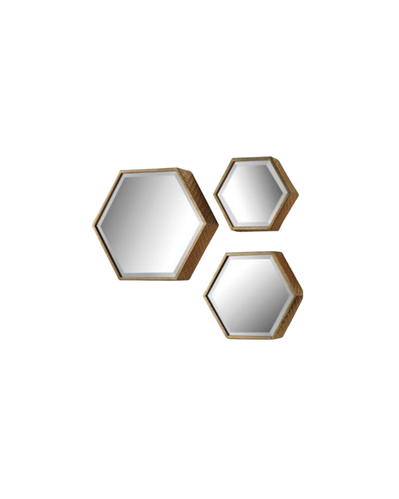Honey Comb Hex Mirror Set of 9 - Gold