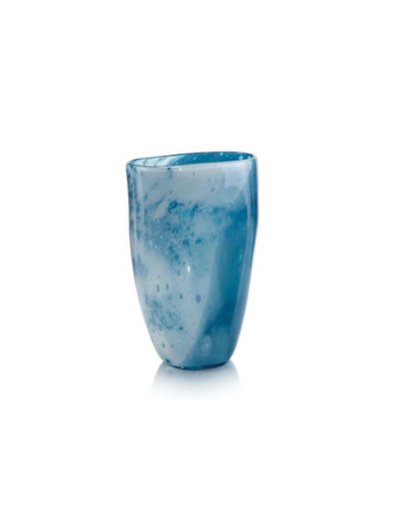 Skies of Blue & Clouds of White Glass Vase - Blue