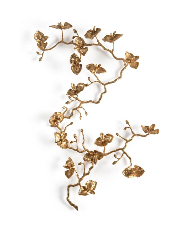 Brass Orchid Wall Sculpture - Gold