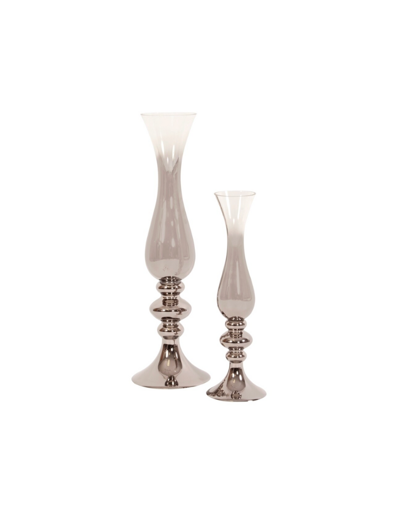 Smoky Chrome Hand Blown Glass Vase Small - Smoke