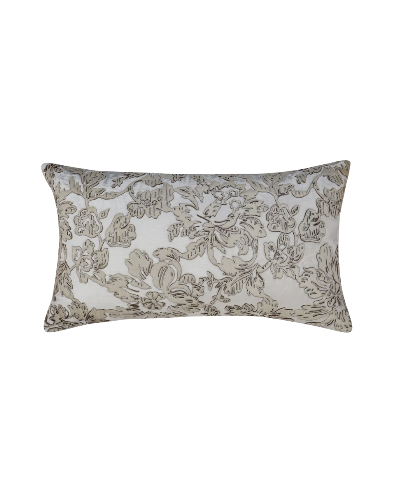 14x24 Creme Velvet with Creme Floral Hide & Embroidery