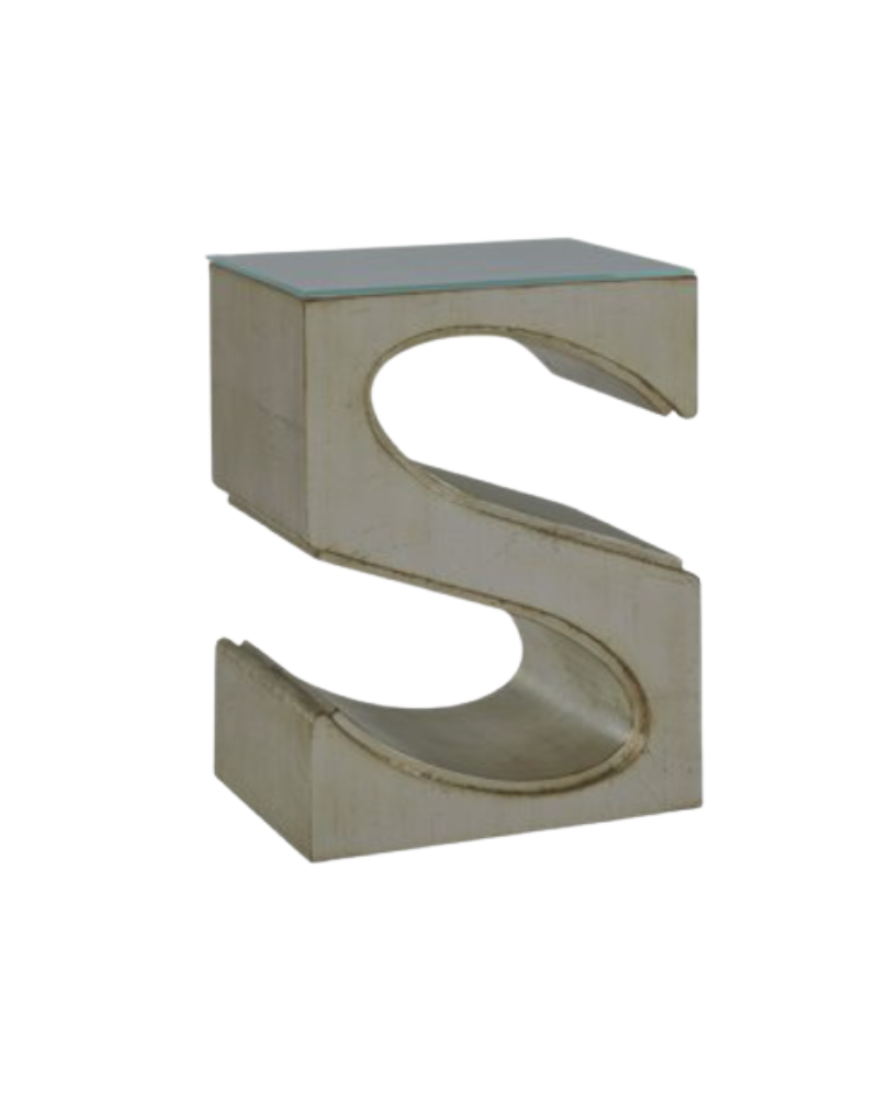 Sylvia Glass Top End Table - Silver