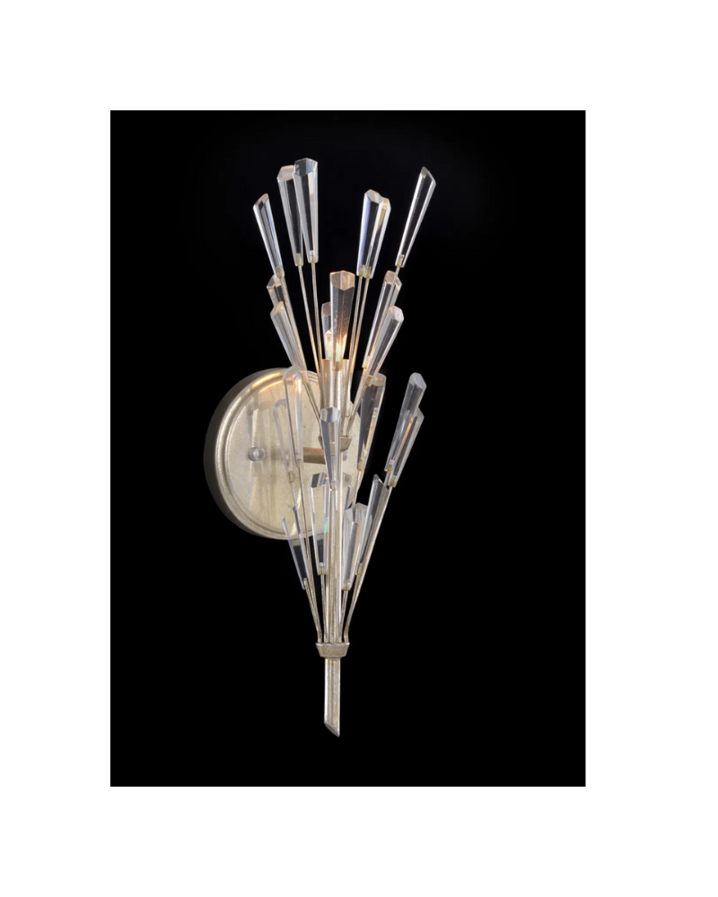 Crystal Wand Branched Single-Light Wall Sconce - Silver