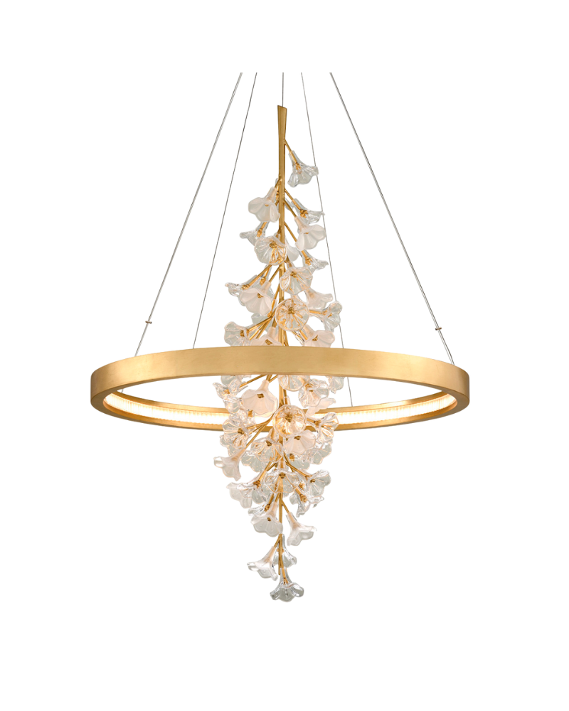 Jasmine LED 36 inch Gold Leaf Chandelier - Gold
