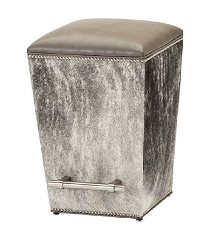 Hair Hide and Leather Counter Stool