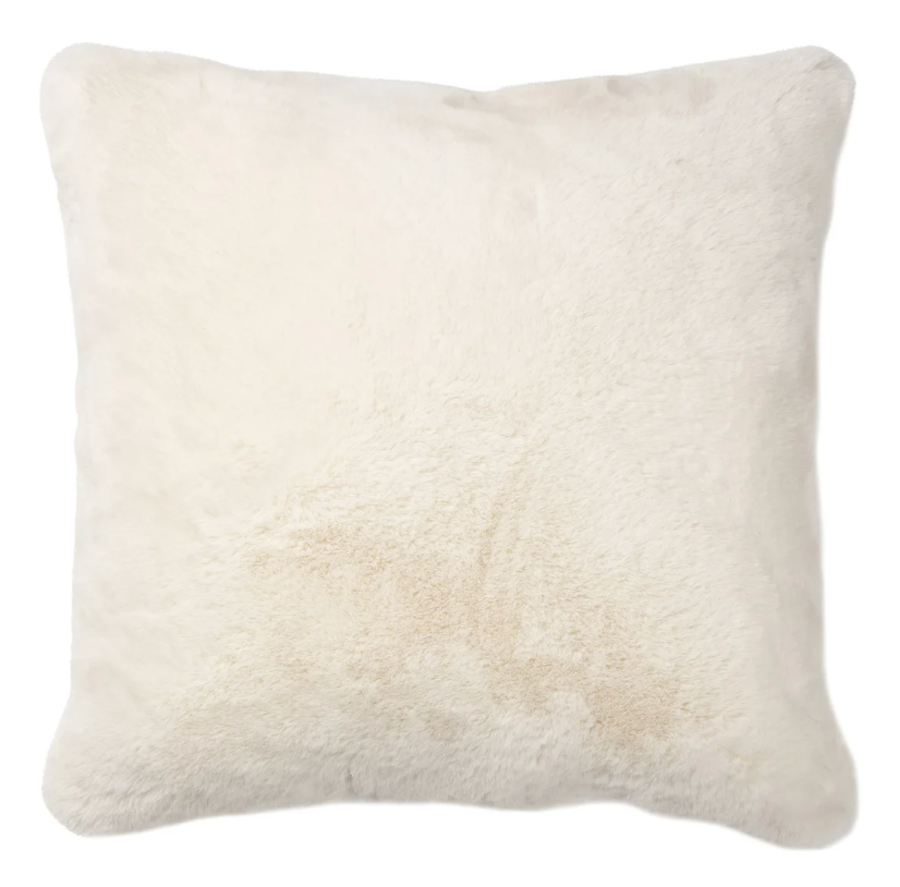 26x26 White Faux Fur Euro Pillow