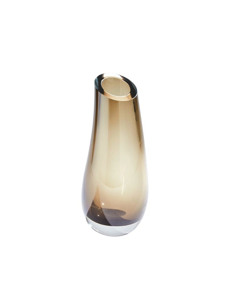 Curved Opaque Glass Vase - Smoke