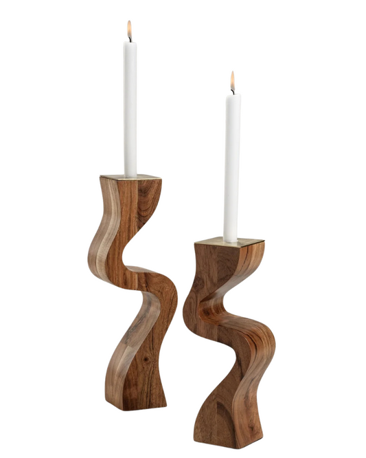 Sway Taper Candle Holder – Acacia Wood