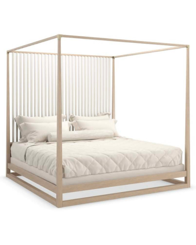 Pinstripe Queen Bed - Champagne Gold