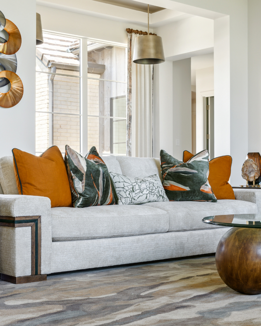 Front Pillow - Abstract Stitched Hide - Green