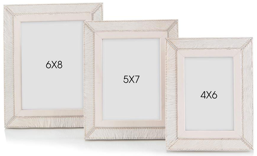 Leather Hide Photo Frame - Cream