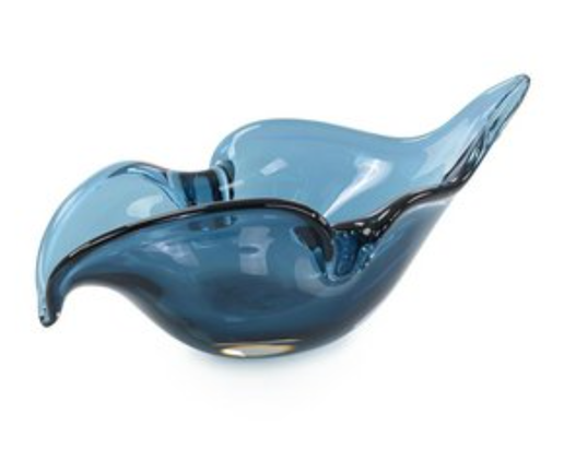 Handblown Abstract Sapphire Glass Bowl I