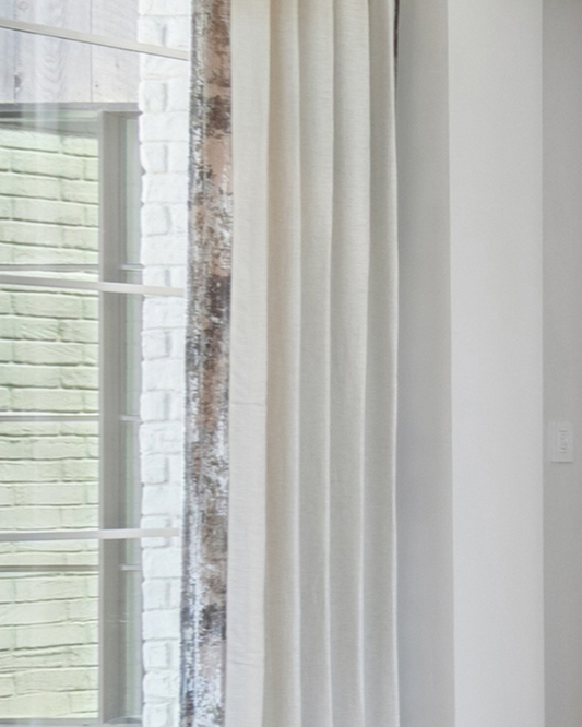 Drapery Panels - Ivory Linen with Trim