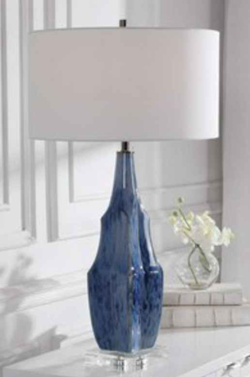 Ceramic Lamp Crystal Base - Blue