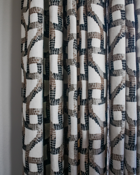Drapery Panels - Black and Brown Embroidery