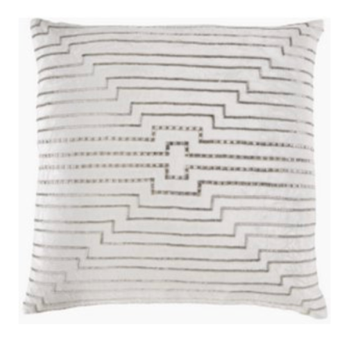 White Velvet Geometric Beading Pillow