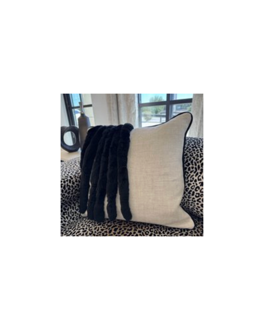 Rabbit Tail Pillow with Cording - Cream