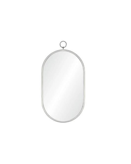 Oval Capsule Mirror with Ring - Silver