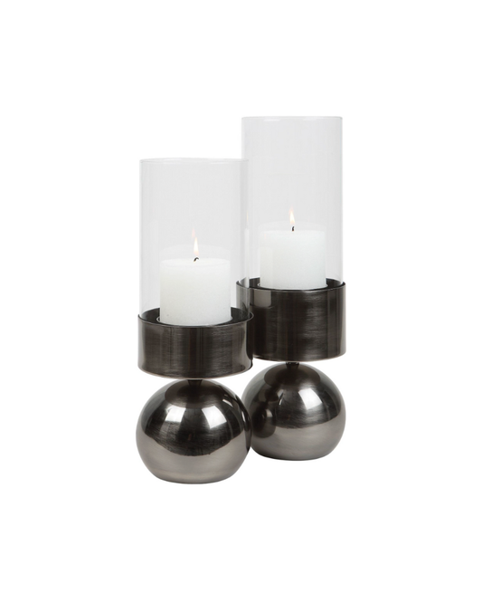 Iron Hurricane Candle Holders Set of 2 - Black
