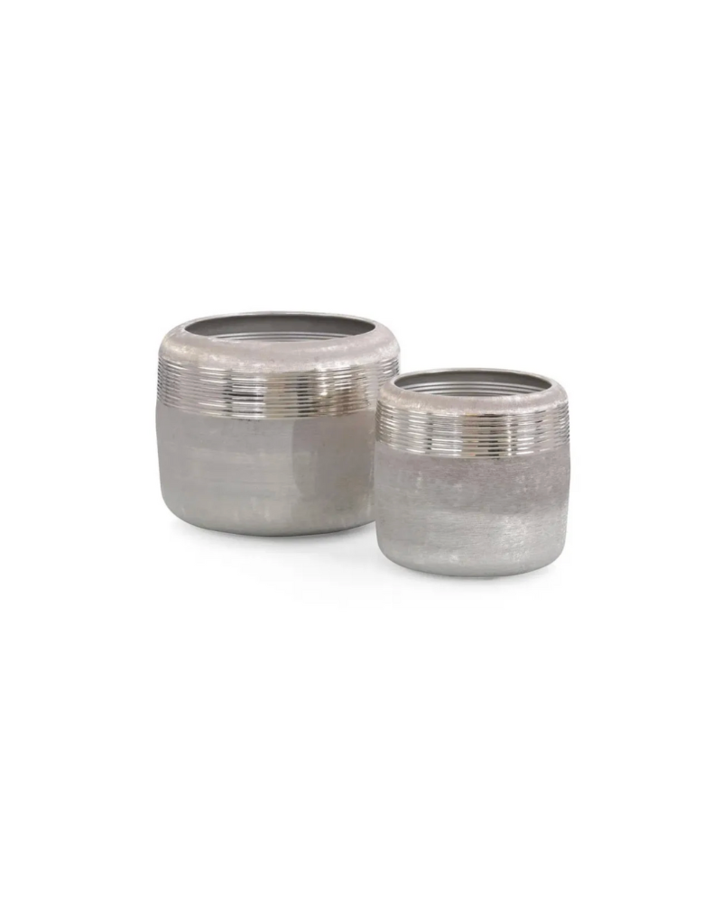 Ribbed Jars Set of 2 - Silver