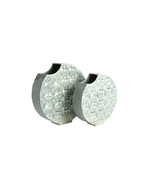 Ceramic Geometric Vase Small - Green