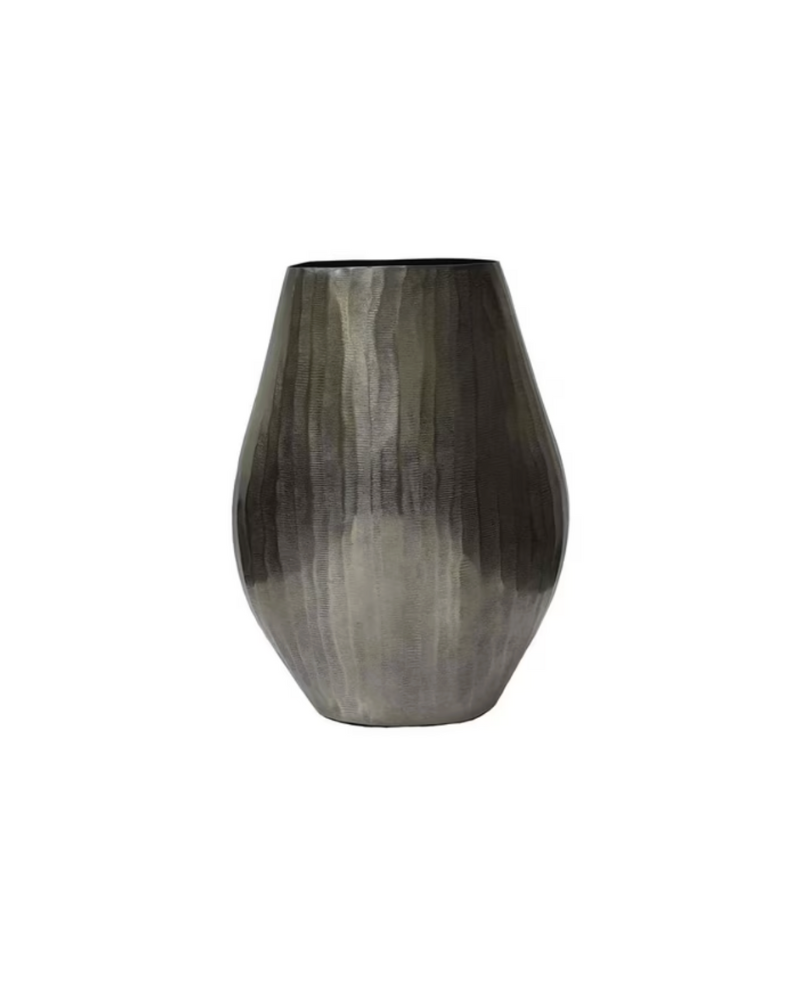 Layered Chisel Oval Vase - Smoke