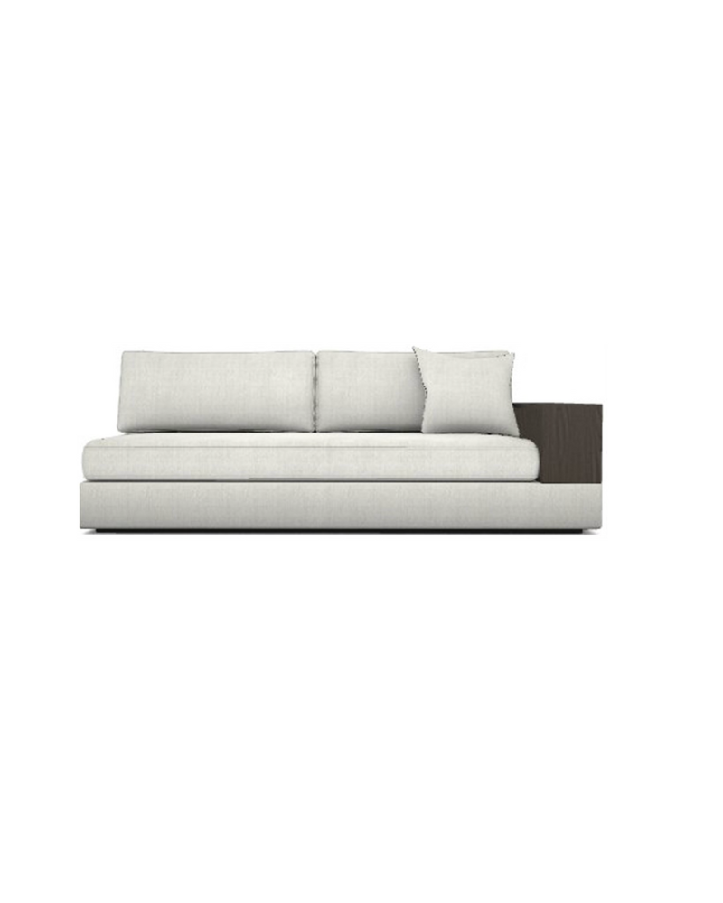 Right Wood Shelf Arm Sofa - White