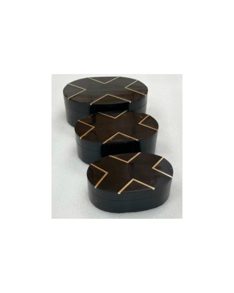 Oval Box Set of 3 - Black