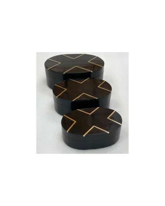 Oval Box Set of 3 - Black