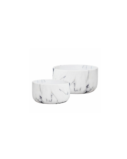 Ceramic Marble Bowl Set of 2- Black and White