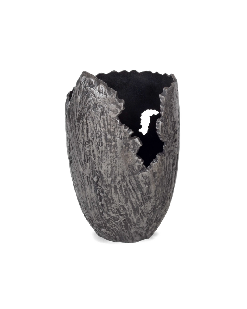 Tall Metal Vase - Gray