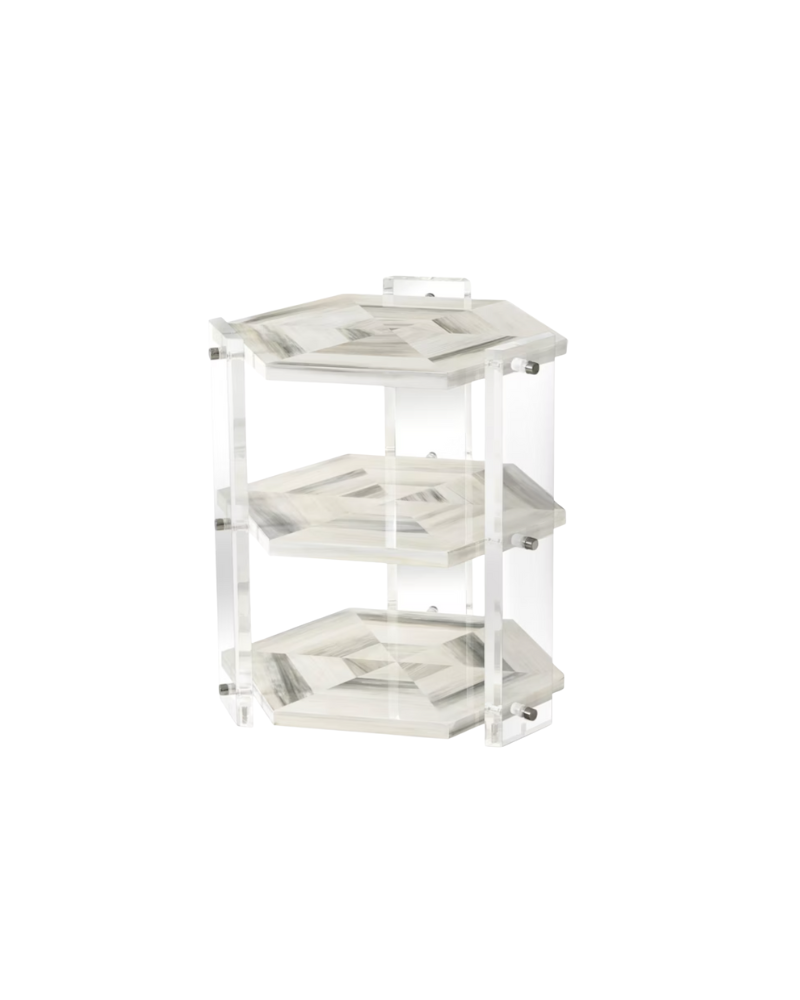 Quadrilateral Tiers Side Table - White
