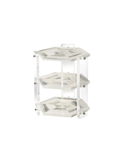 Quadrilateral Tiers Side Table - White