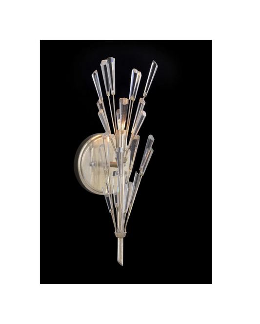 Crystal Wand Branched Single-Light Wall Sconce - Silver
