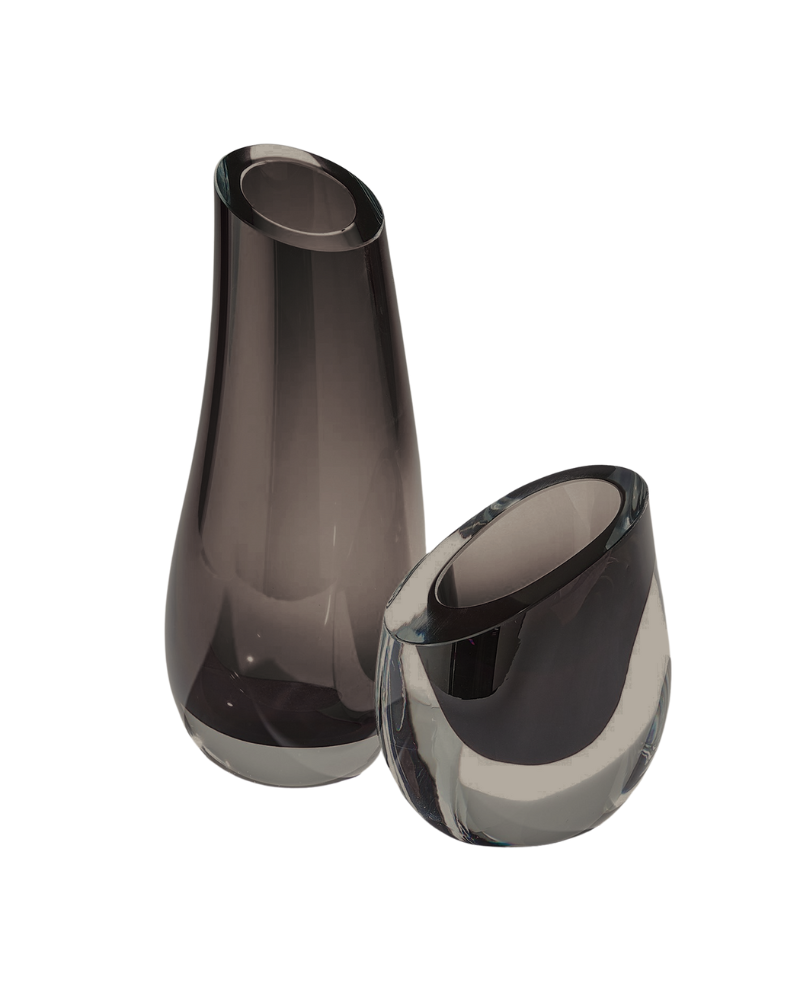 Curved Opaque Glass Vase - Smoke