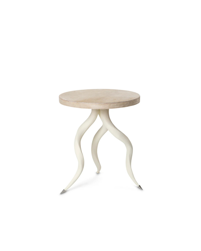 Cowhide Side Table - Cream