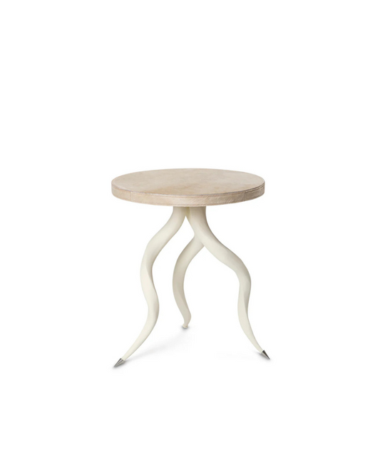 Cowhide Side Table - Cream