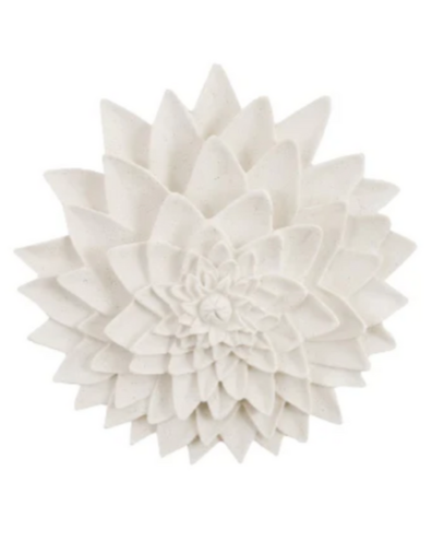 Dahlia Flower Wall Flower Art - White Stone