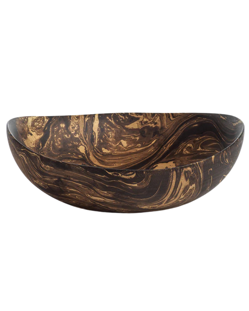 Marbled Wooden Bowl - Brown