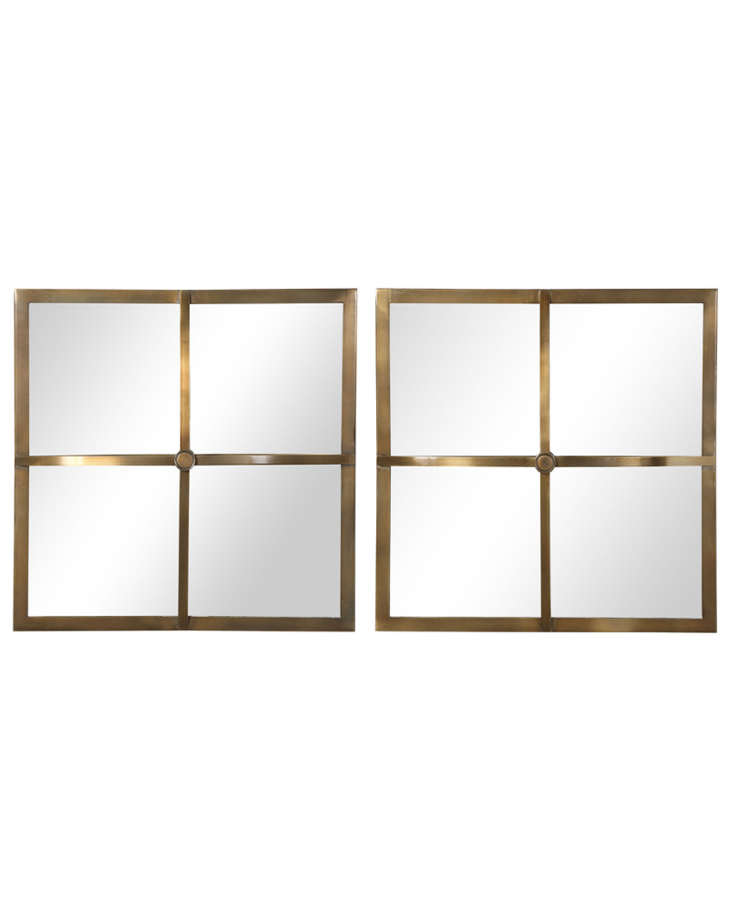 Square Mirrors - Brushed Brass, Set of 2