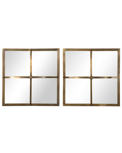 Square Mirrors - Brushed Brass, Set of 2