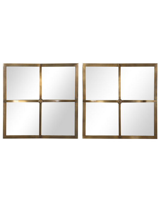 Square Mirrors - Brushed Brass, Set of 2