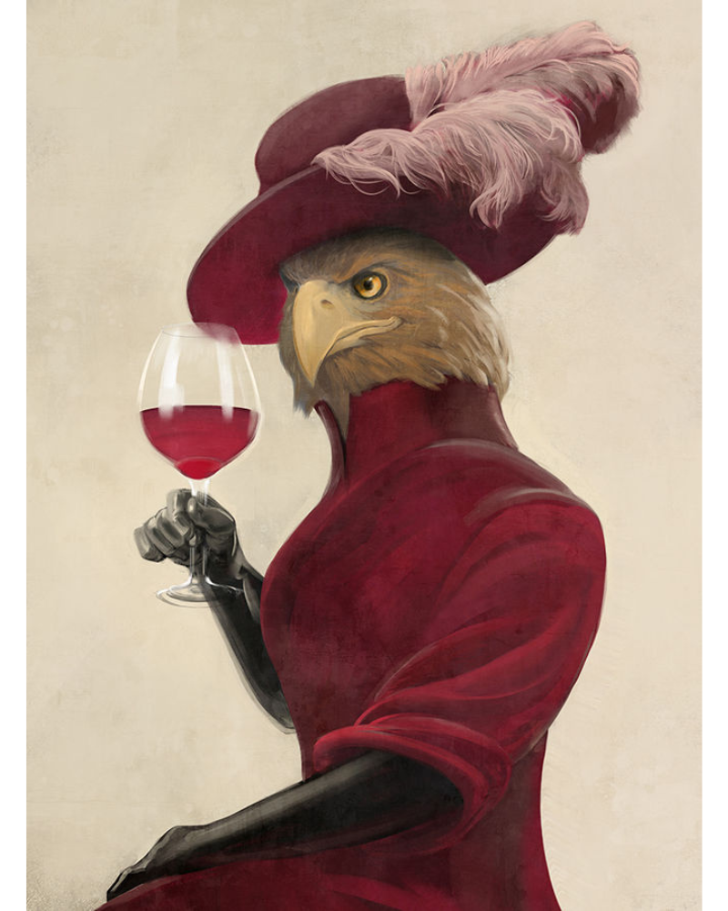 Pretty Birdie Art - Burgundy Red