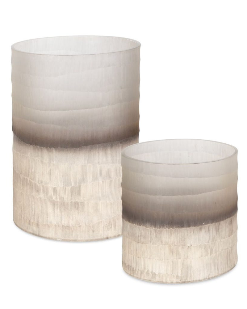 Horizon Opaque Glass Vase - Ivory Ombre, Set of 2