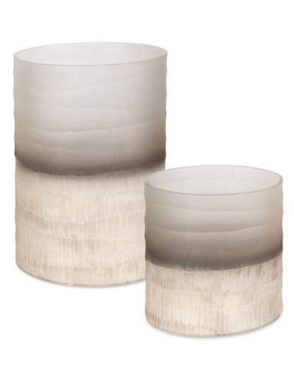 Horizon Opaque Glass Vase - Ivory Ombre, Set of 2