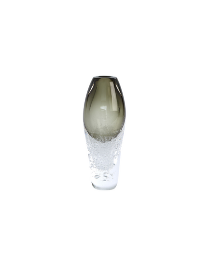 Bubbled Torch Glass Vase - Olive Green