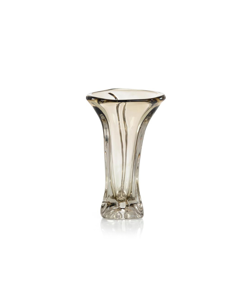 Abstract Handblown Glass Vase - Brown - Tall