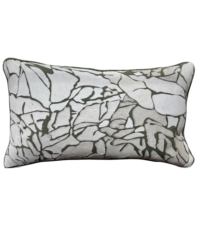 Front Pillow - Abstract Stitched Hide - Green