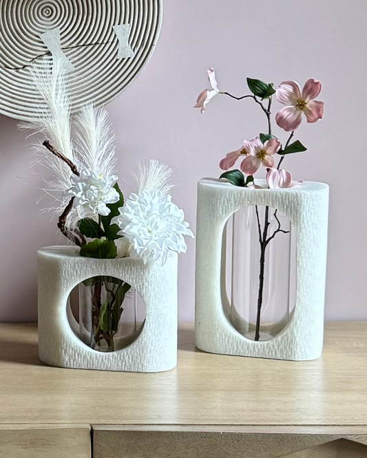 Elemental Cutout Vase - White, Set of 2