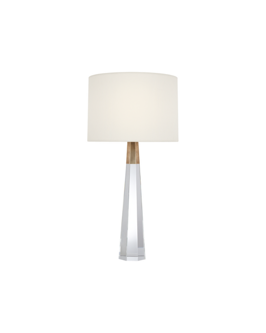 Olsen cordless table lamp in crystal and hand-rubbed antique brass